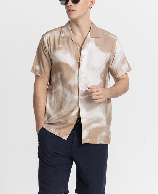 Beige Cuban Abstract Shirt
