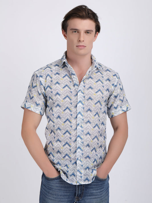 White Dual Fusion Crochet Shirt