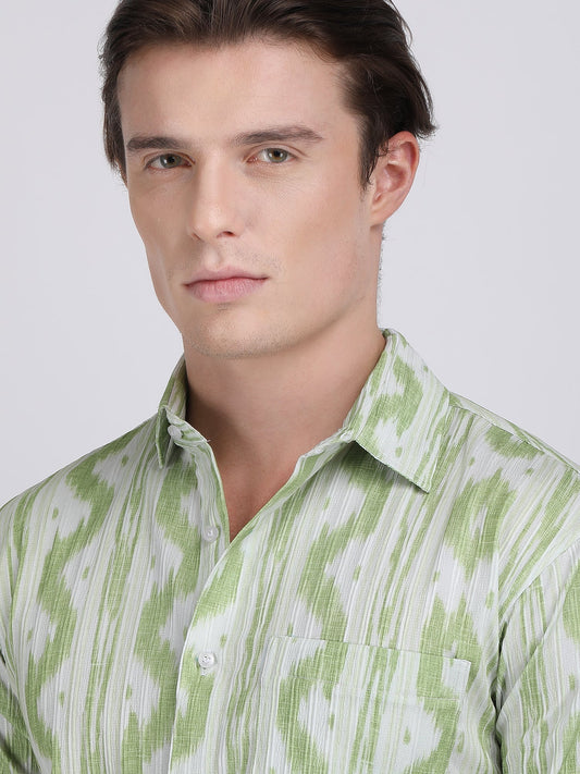 Light Green Popcorn Print Premium Full Sleeves Shirt