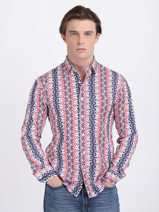 Blue Popcorn Print Premium Full Sleeves Shirt