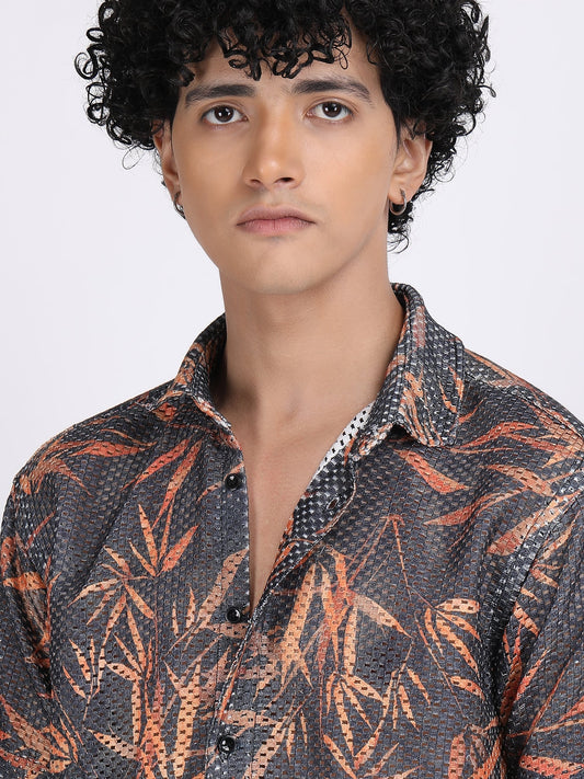 Grey Dual Fusion Crochet Shirt