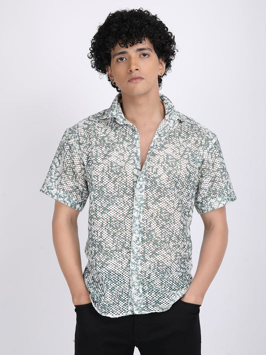 White Dual Fusion Crochet Shirt