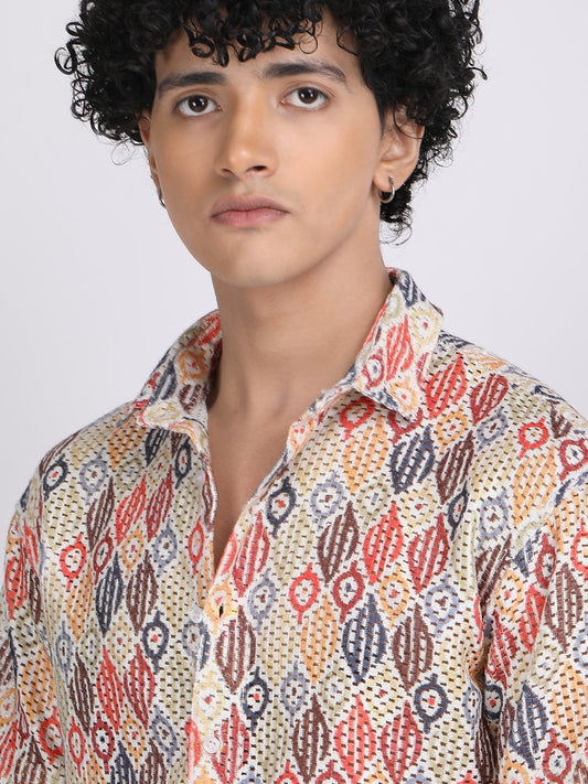 Light Multi Dual Fusion Crochet Shirt