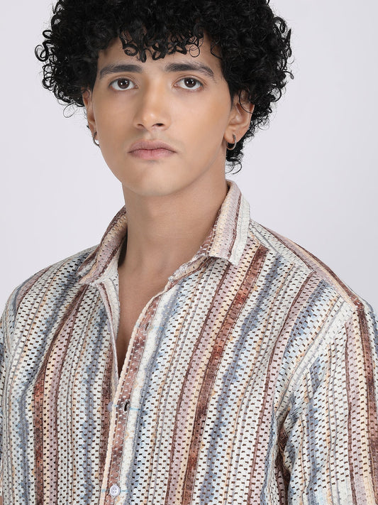 Cream Dual Fusion Crochet Shirt