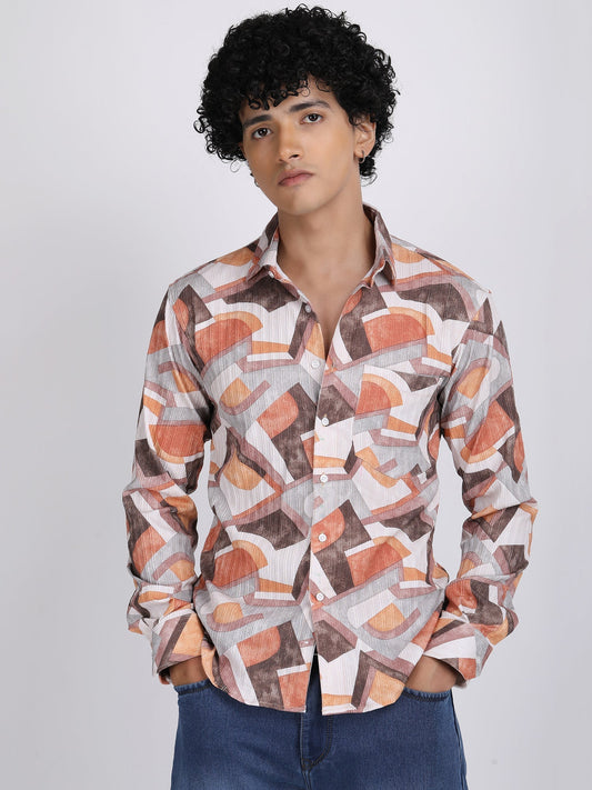 Grey Popcorn Print Premium Full Sleeves Shirt