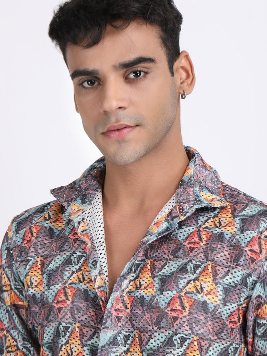 Dark Grey Dual Fusion Crochet Shirt