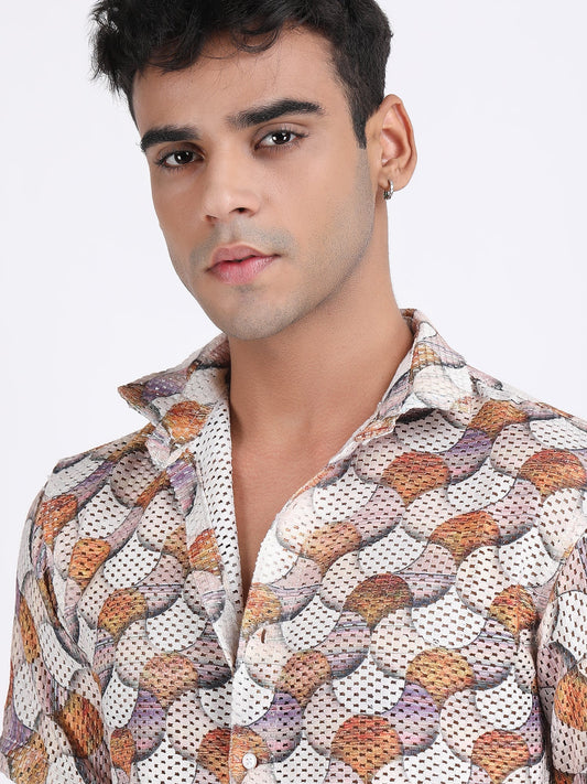 Rosy Brown Dual Fusion Crochet Shirt