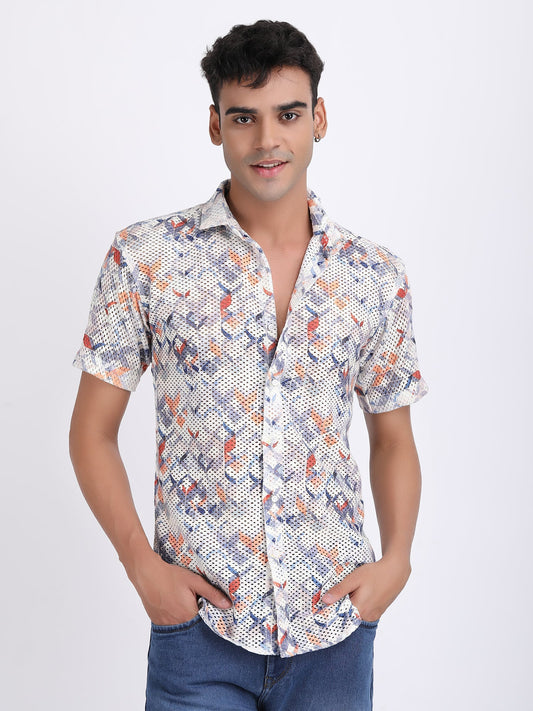 Catskill White Dual Fusion Crochet Shirt