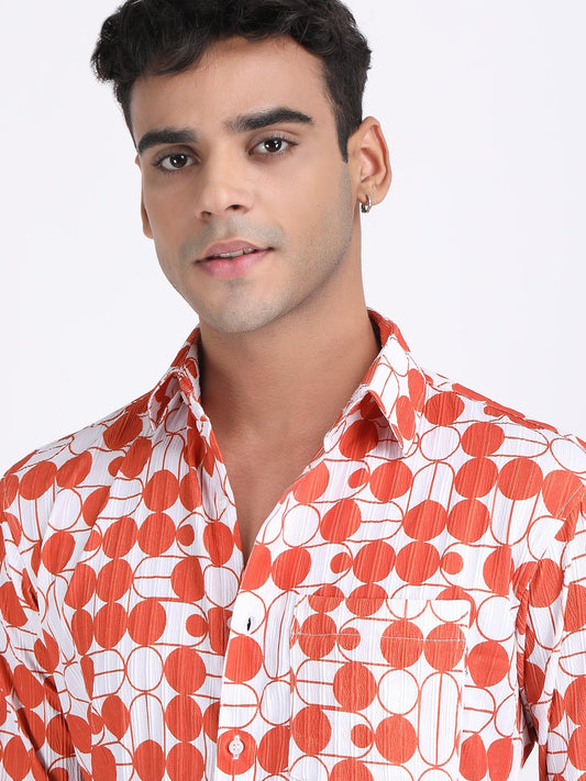 Sunrise Orange Popcorn Print Premium Full Sleeves Shirt