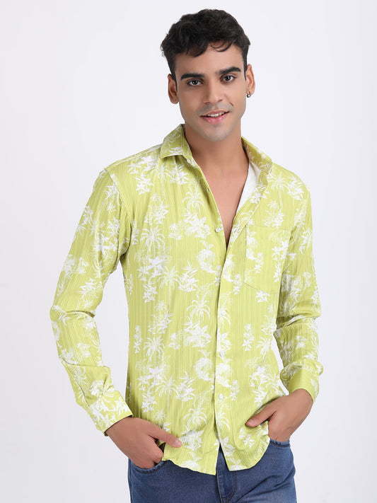 Lemon Green Popcorn Print Premium Full Sleeves Shirt