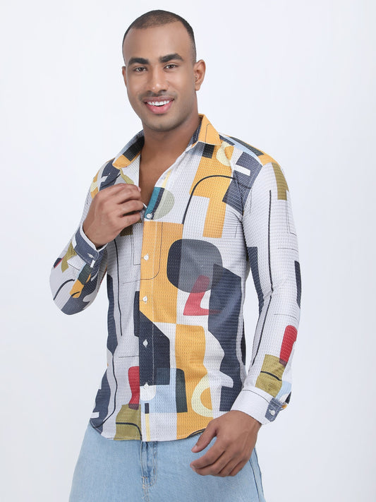 Abstract Printed Turkish Weave Shirt