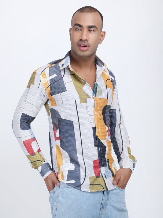 Abstract Printed Turkish Weave Shirt