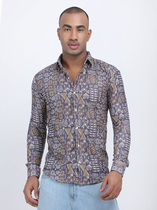 Brown Printed Turkish Weave Shirt