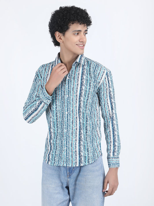 Multicolor Verticle Design Turkish Weave Shirt