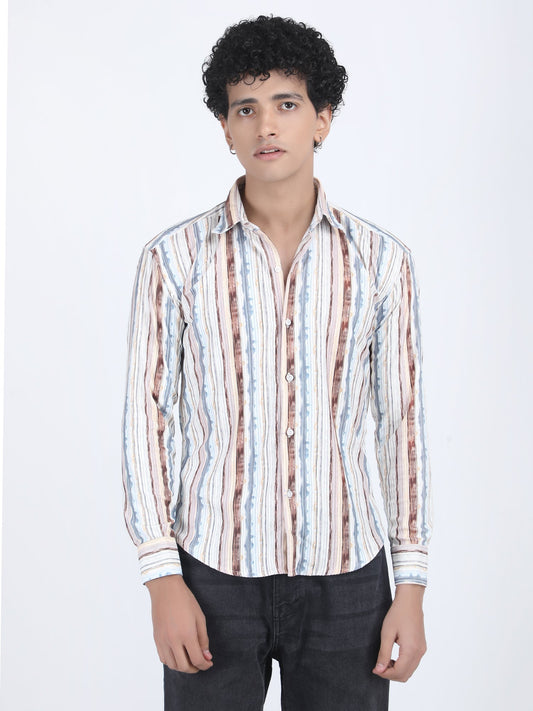 Multicolor Verticle Lines Turkish Weave Shirt