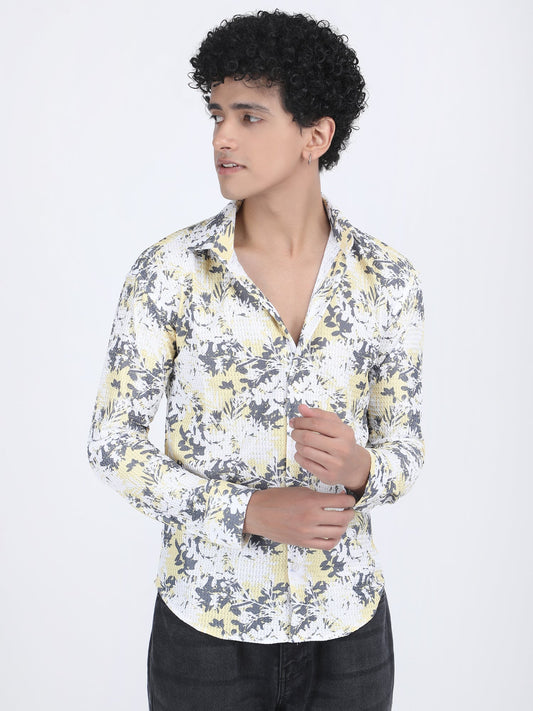 White Floral Turkish Weave Shirt