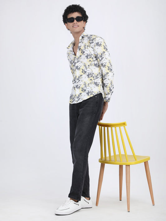 White Floral Turkish Weave Shirt