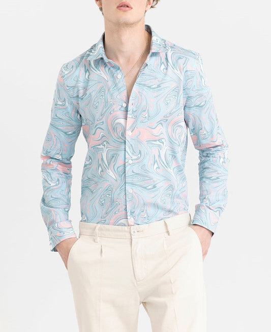 Encaustic Printed Sky Blue Shirt
