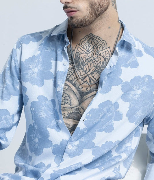 Hibiscus Oasis Blue Shirt