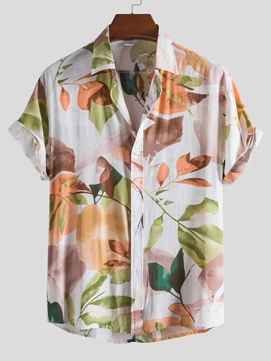 White Multicolor Floral Printed Daily Wear Shirt