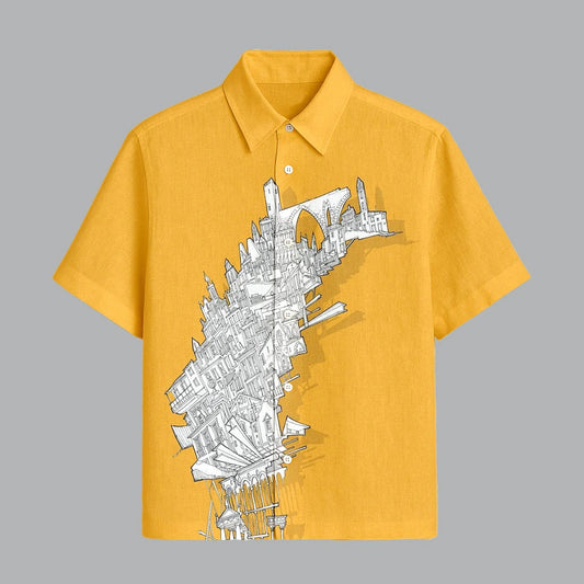 Albino Yellow Printed Half Sleeve Shirt
