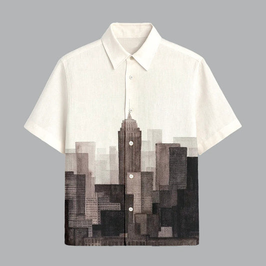 Oatmeal Beige Printed Half Sleeve Shirt