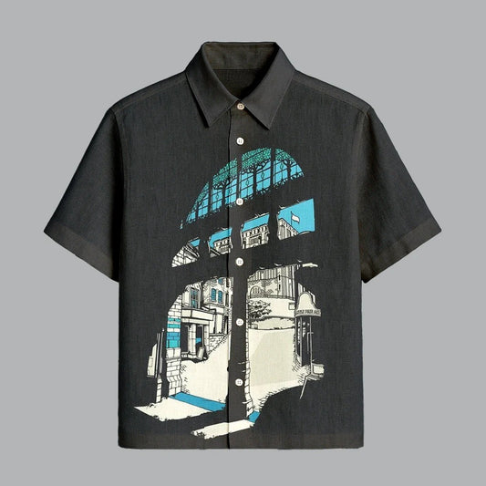 Tawny Black Printed Half Sleeve Shirt