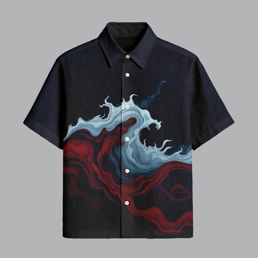 Leaden Black Printed Half Sleeve Shirt