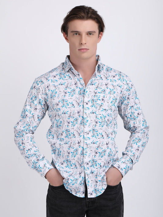 Sky Blue Popcorn Print Premium Full Sleeves Shirt