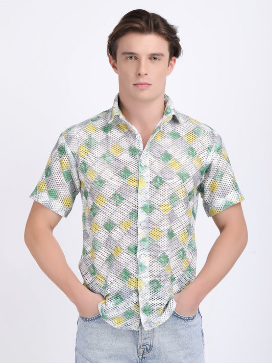 French Grey Dual Fusion Crochet Shirt