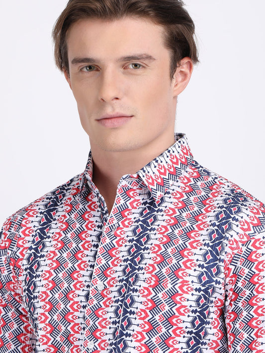 Blue Popcorn Print Premium Full Sleeves Shirt