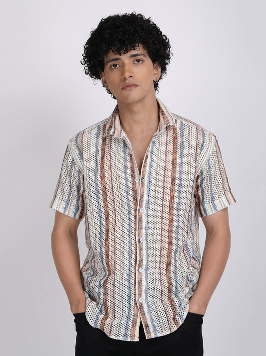 Cream Dual Fusion Crochet Shirt