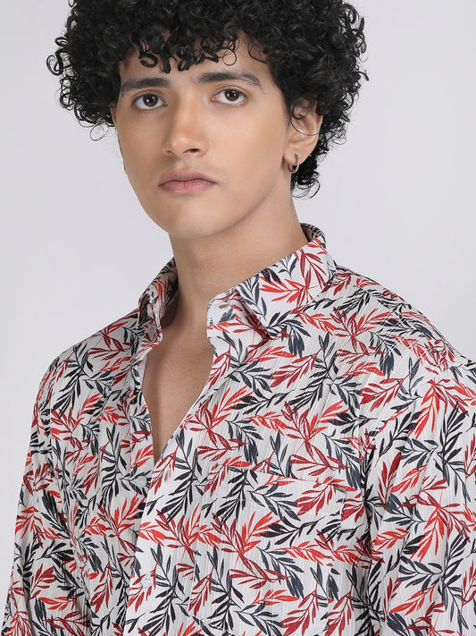 Cream Popcorn Print Premium Full Sleeves Shirt