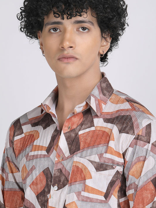 Grey Popcorn Print Premium Full Sleeves Shirt