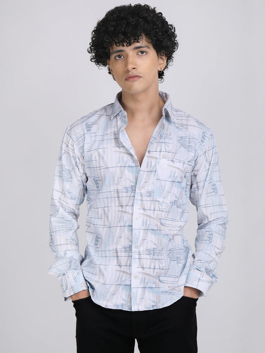 Light White Popcorn Print Premium Full Sleeves Shirt