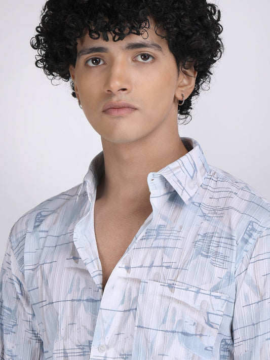 Light White Popcorn Print Premium Full Sleeves Shirt