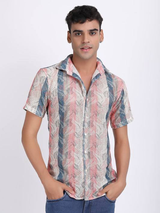 Rose Pink Dual Fusion Crochet Shirt