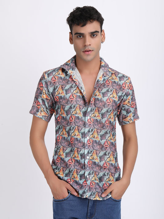 Dark Grey Dual Fusion Crochet Shirt