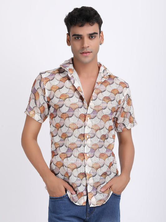 Rosy Brown Dual Fusion Crochet Shirt