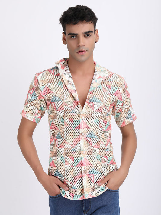 Light White Dual Fusion Crochet Shirt