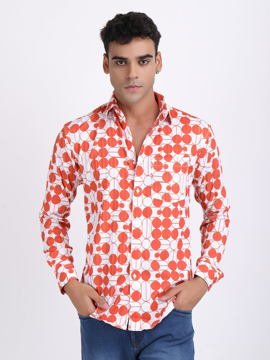 Sunrise Orange Popcorn Print Premium Full Sleeves Shirt