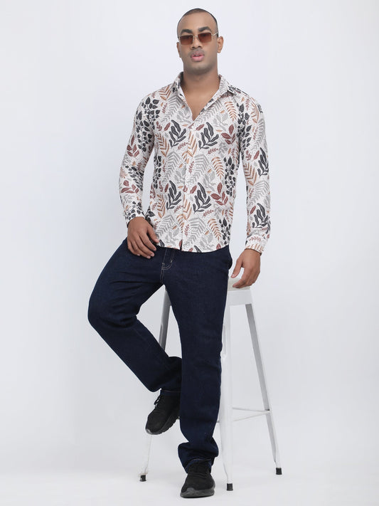 Multi Color Leafy Print Turkish Weave Shirt