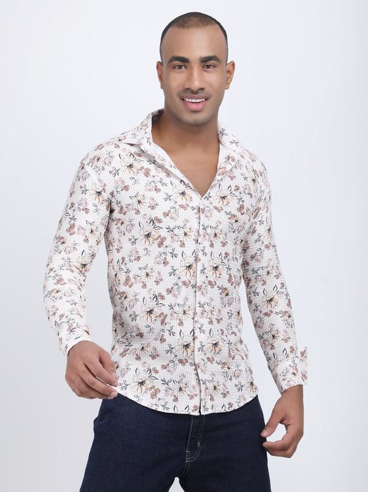 Multi Color Floral Print Turkish Weave Shirt