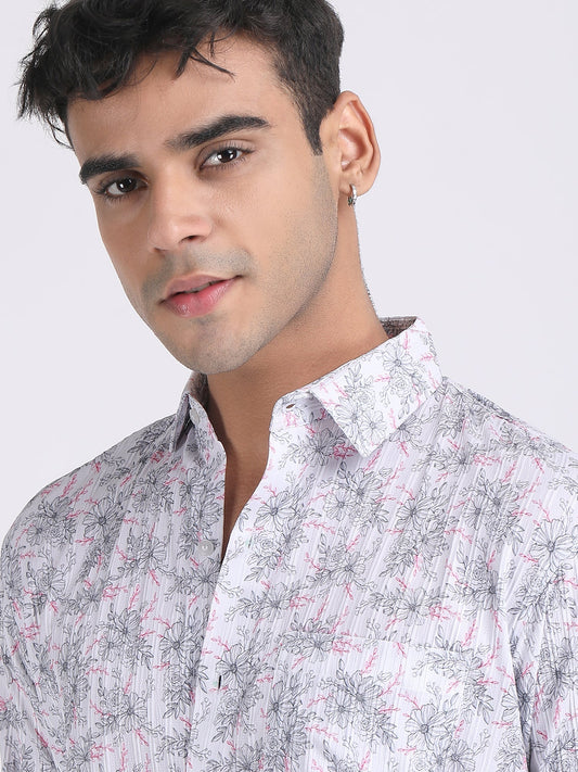 Dark White Popcorn Print Premium Full Sleeves Shirt