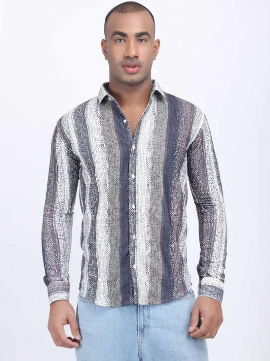 English Color Vertical Lines Turkish Weave Shirt