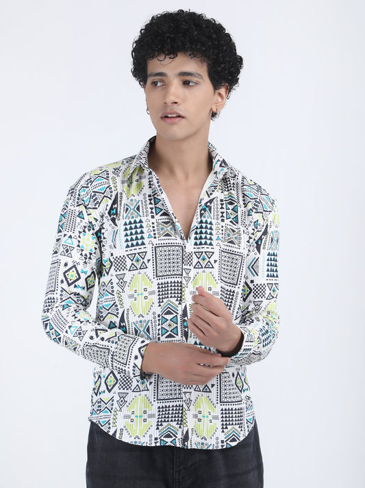 White Attractive Design Turkish Weave Shirt