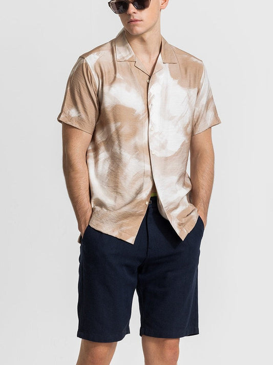 Beige Cuban Abstract Shirt