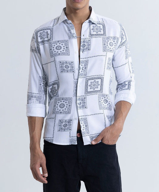 PIxel Paisley White Shirt