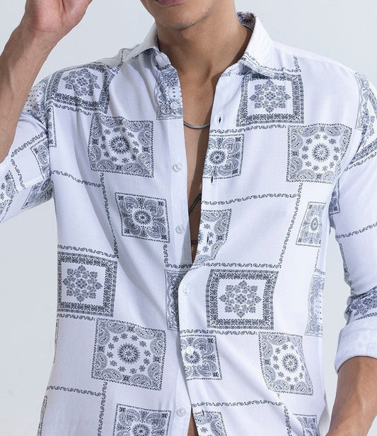 PIxel Paisley White Shirt