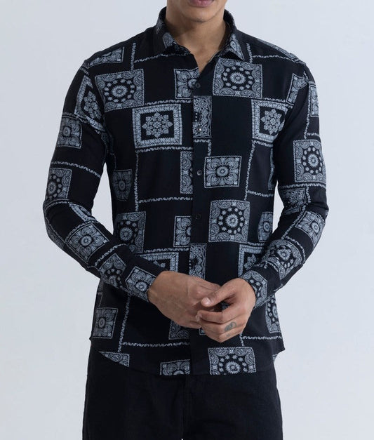 Pixel Paisley Black Shirt